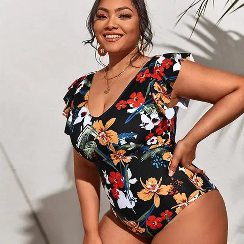 "LILLIES IN THE NIGHT" FLORAL SWIMSUIT