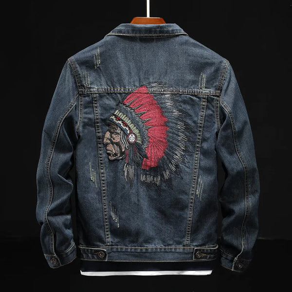 "BIG CHIEF" POW WOW EMBROIDERY DENIM JACKET