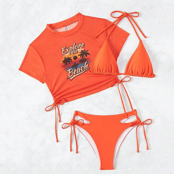 "EXPLORE THE BEACH" 3PCS SWIMSUIT.