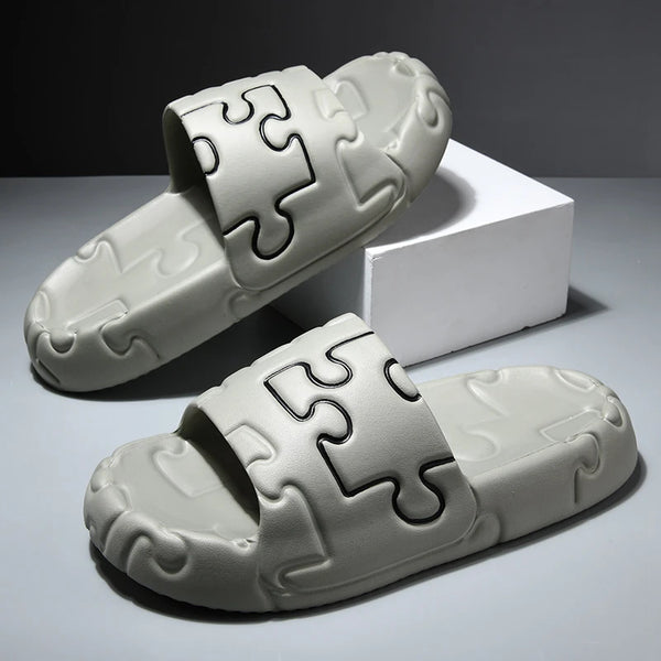 "PUZZLED" MENS FLIP FLOP SLIPPPERS