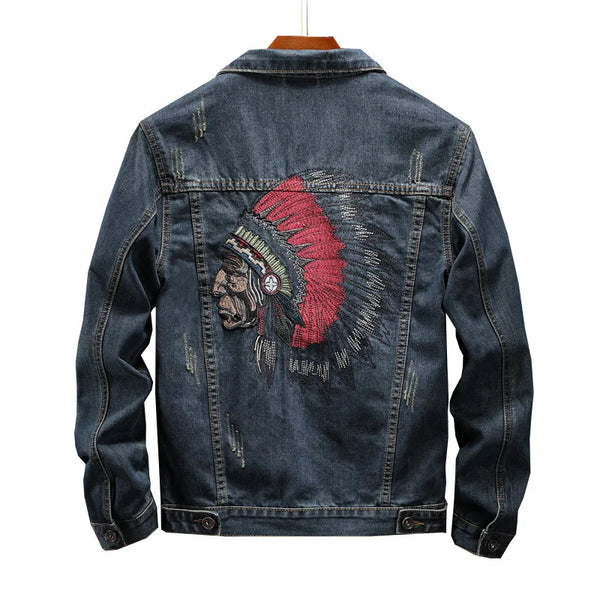 "BIG CHIEF" POW WOW EMBROIDERY DENIM JACKET
