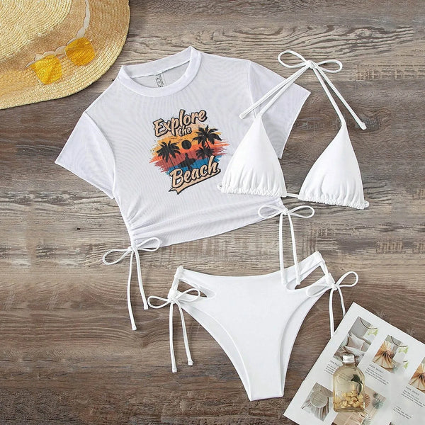 "EXPLORE THE BEACH" 3PCS SWIMSUIT.