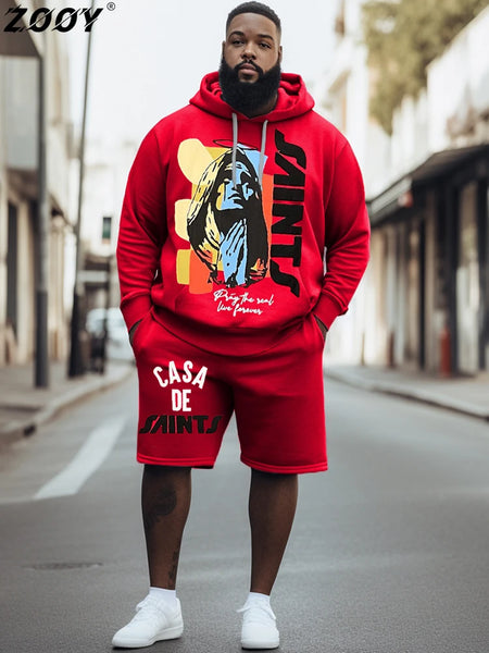 "COOL SUMMERS" ASSORTED GRAFFITI HOODIE SHORT SET