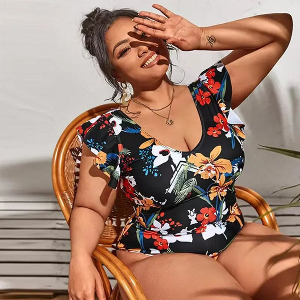 "LILLIES IN THE NIGHT" FLORAL SWIMSUIT