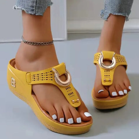 "BRIDGE VALLEY" OPEN TOE STRAPPED WEDGE SANDALS