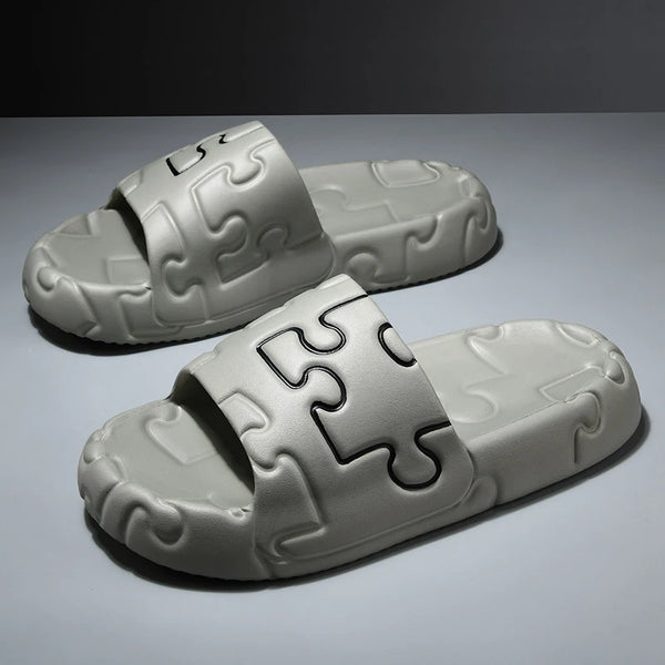 "PUZZLED" MENS FLIP FLOP SLIPPPERS